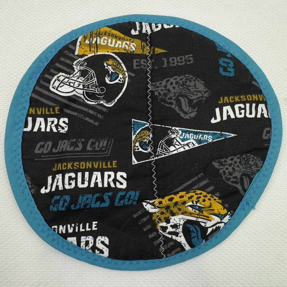 NFL Team Logo Fabric Potholder Trivet Set Of 3 Rams Jaguars Jets Handmade 8" - Picture 5 of 8